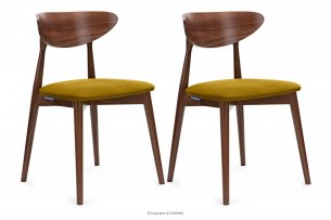 RABI, https://konsimo.pl/kolekcja/rabi/ Krzesła drewniane orzech żółty welur 2szt miodowy/orzech średni - zdjęcie
