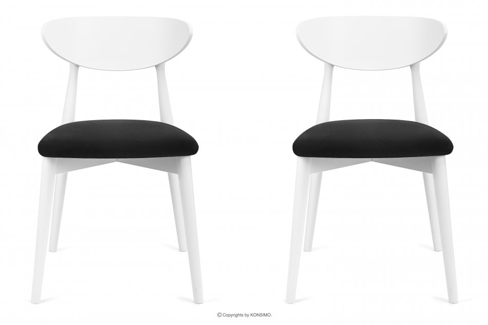 RABI Krzesła drewniane białe czarny welur 2szt czarny/biały - zdjęcie 2