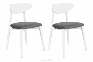 RABI, https://konsimo.pl/kolekcja/rabi/ Krzesła drewniane białe szary welur 2szt szary/biały - zdjęcie