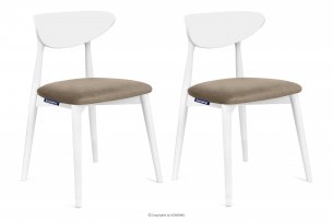 RABI, https://konsimo.pl/kolekcja/rabi/ Krzesła drewniane białe beżowy welur 2szt beżowy/biały - zdjęcie