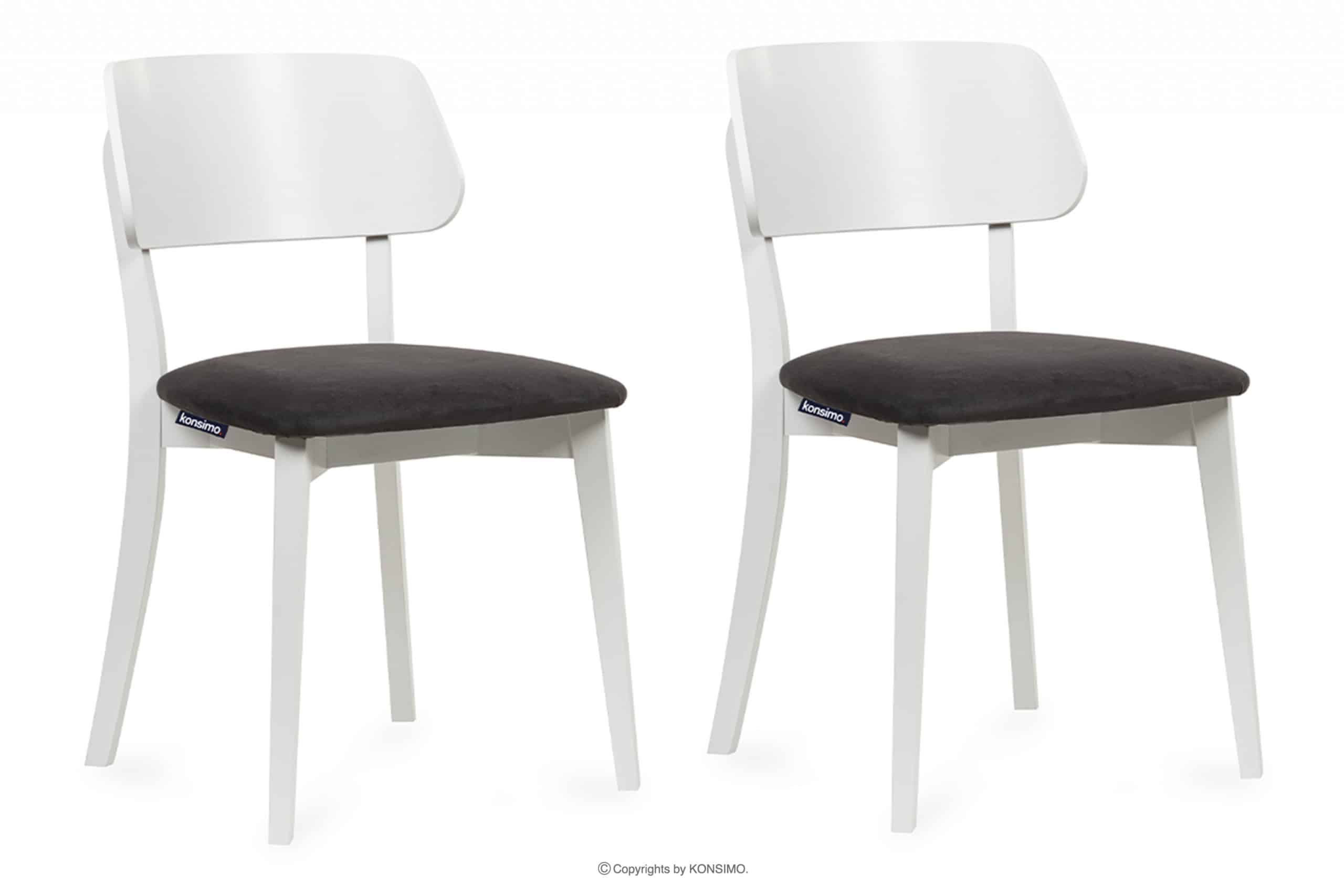 Krzesła nowoczesne białe drewniane grafit 2szt