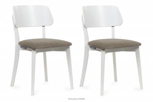 VINIS, https://konsimo.pl/kolekcja/vinis/ Krzesła nowoczesne białe drewniane beż 2szt beżowy/biały - zdjęcie