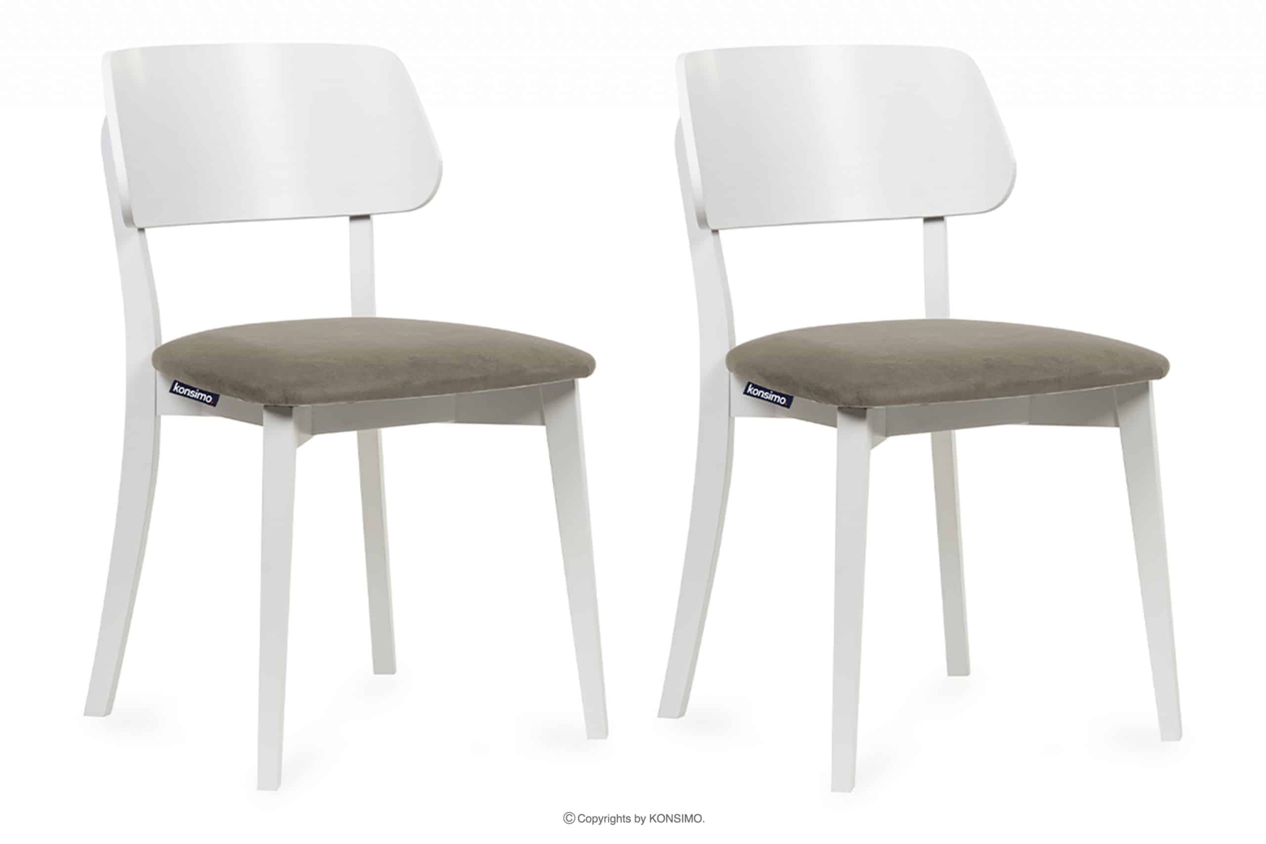 Krzesła nowoczesne białe drewniane beż 2szt