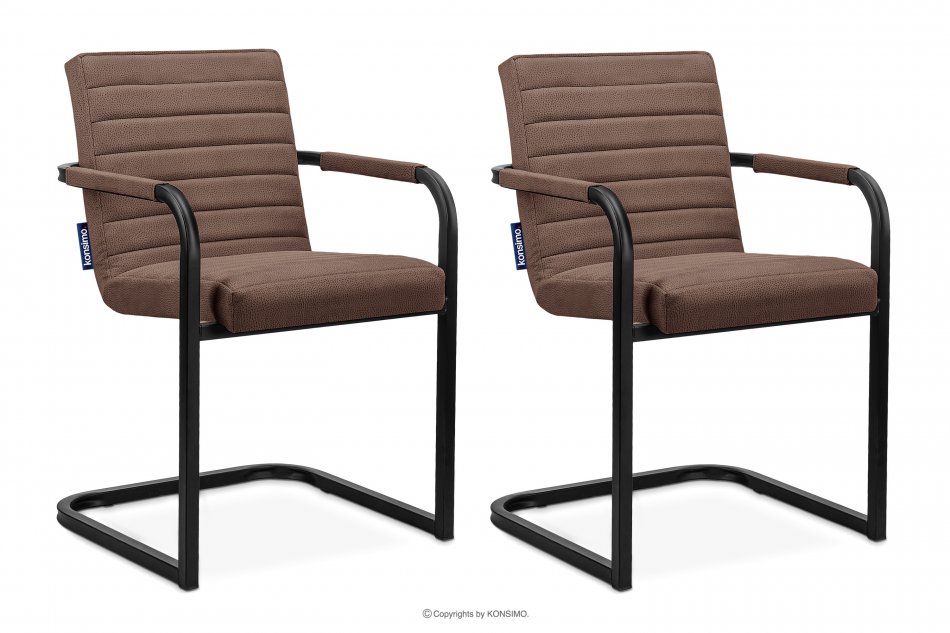 BASKO Krzesła biurowe jasny brąz 2szt ciemny brązowy/czarny - zdjęcie 0