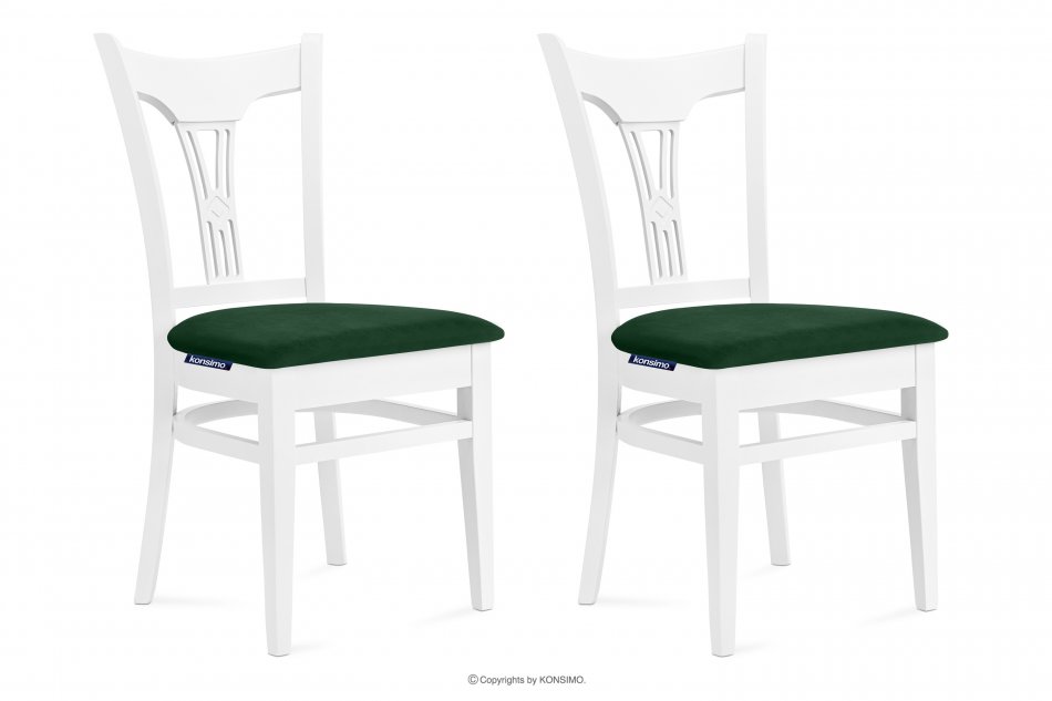 TILU Krzesła do jadalni glamour butelkowa zieleń 2szt ciemny zielony/biały - zdjęcie 0