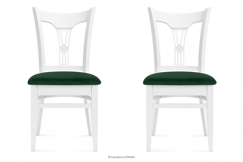 TILU Krzesła do jadalni glamour butelkowa zieleń 2szt ciemny zielony/biały - zdjęcie 2