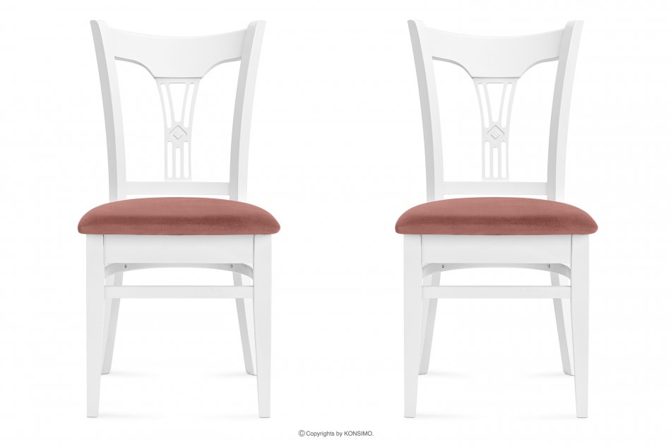 TILU Krzesła do jadalni glamour różowe 2szt różowy/biały - zdjęcie 2