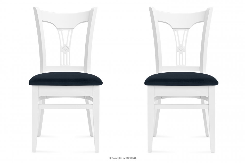 TILU Krzesła do jadalni glamour granatowe 2szt granatowy/biały - zdjęcie 2