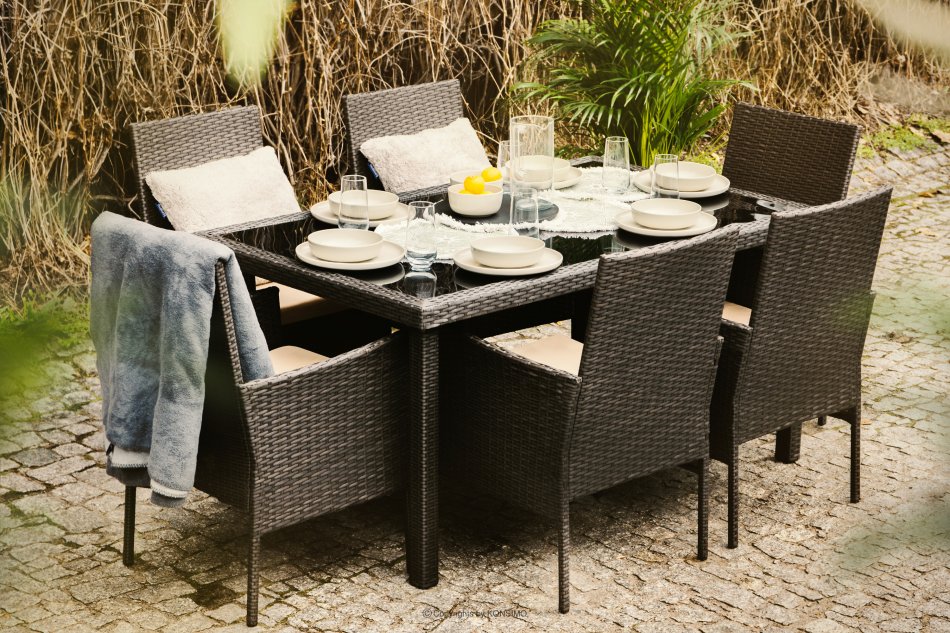 SCILLOS Zestaw mebli ogrodowych stół z krzesłami brązowy/beżowy - zdjęcie 1