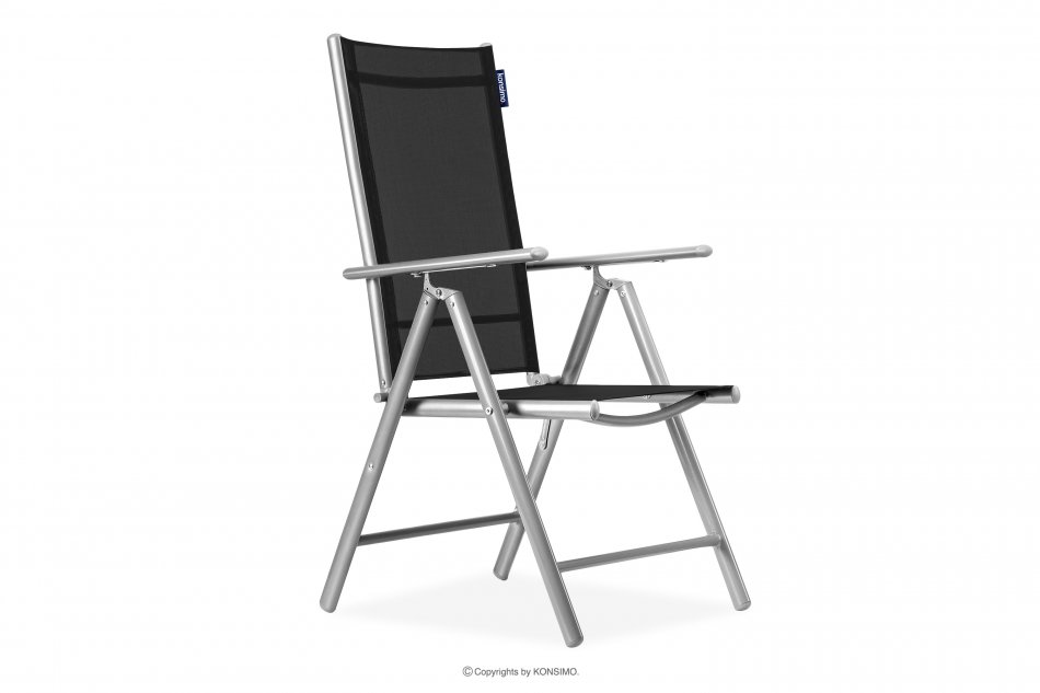ARCTI Zestaw mebli ogrodowych stół z krzesłami rozkładanymi czarny/srebrny - zdjęcie 2