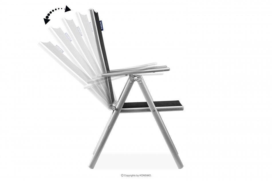 ARCTI Zestaw mebli ogrodowych stół z krzesłami rozkładanymi czarny/srebrny - zdjęcie 5