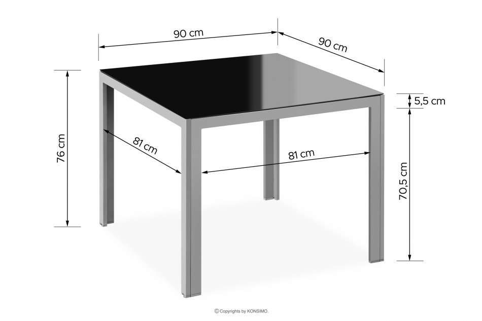 ARCTI Zestaw mebli ogrodowych stół z krzesłami rozkładanymi czarny/srebrny - zdjęcie 15