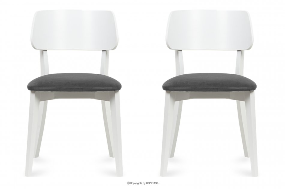 VINIS Krzesła nowoczesne białe drewniane szary 2szt szary/biały - zdjęcie 1
