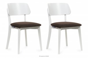 VINIS, https://konsimo.pl/kolekcja/vinis/ Krzesła nowoczesne białe drewniane brąz 2szt brązowy/biały - zdjęcie