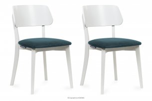 VINIS, https://konsimo.pl/kolekcja/vinis/ Krzesła nowoczesne białe drewniane turkus 2szt turkusowy/biały - zdjęcie