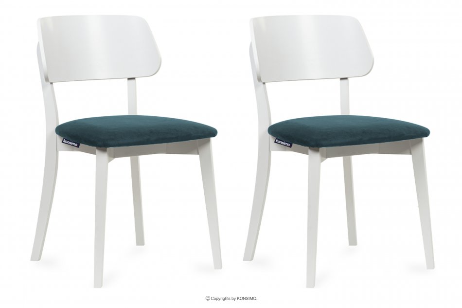 VINIS Krzesła nowoczesne białe drewniane turkus 2szt turkusowy/biały - zdjęcie 0