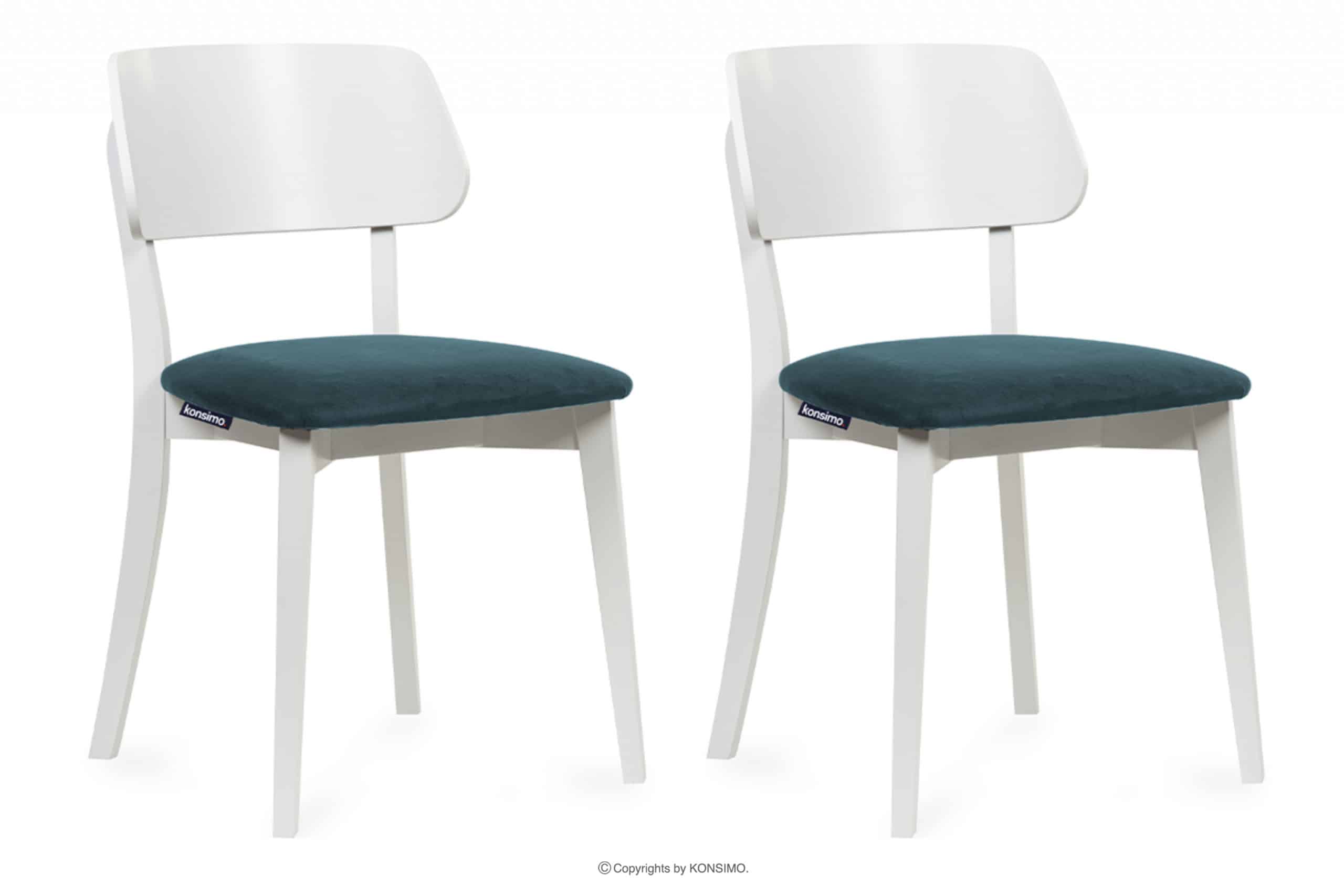 Krzesła nowoczesne białe drewniane turkus 2szt