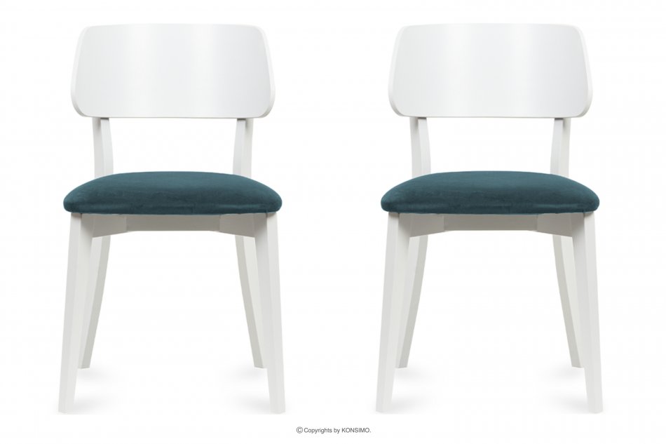 VINIS Krzesła nowoczesne białe drewniane turkus 2szt turkusowy/biały - zdjęcie 1