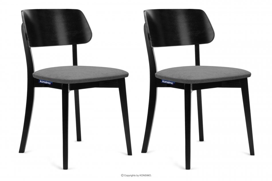 VINIS Krzesła nowoczesne czarne drewniane szare 2szt szary/czarny - zdjęcie 0