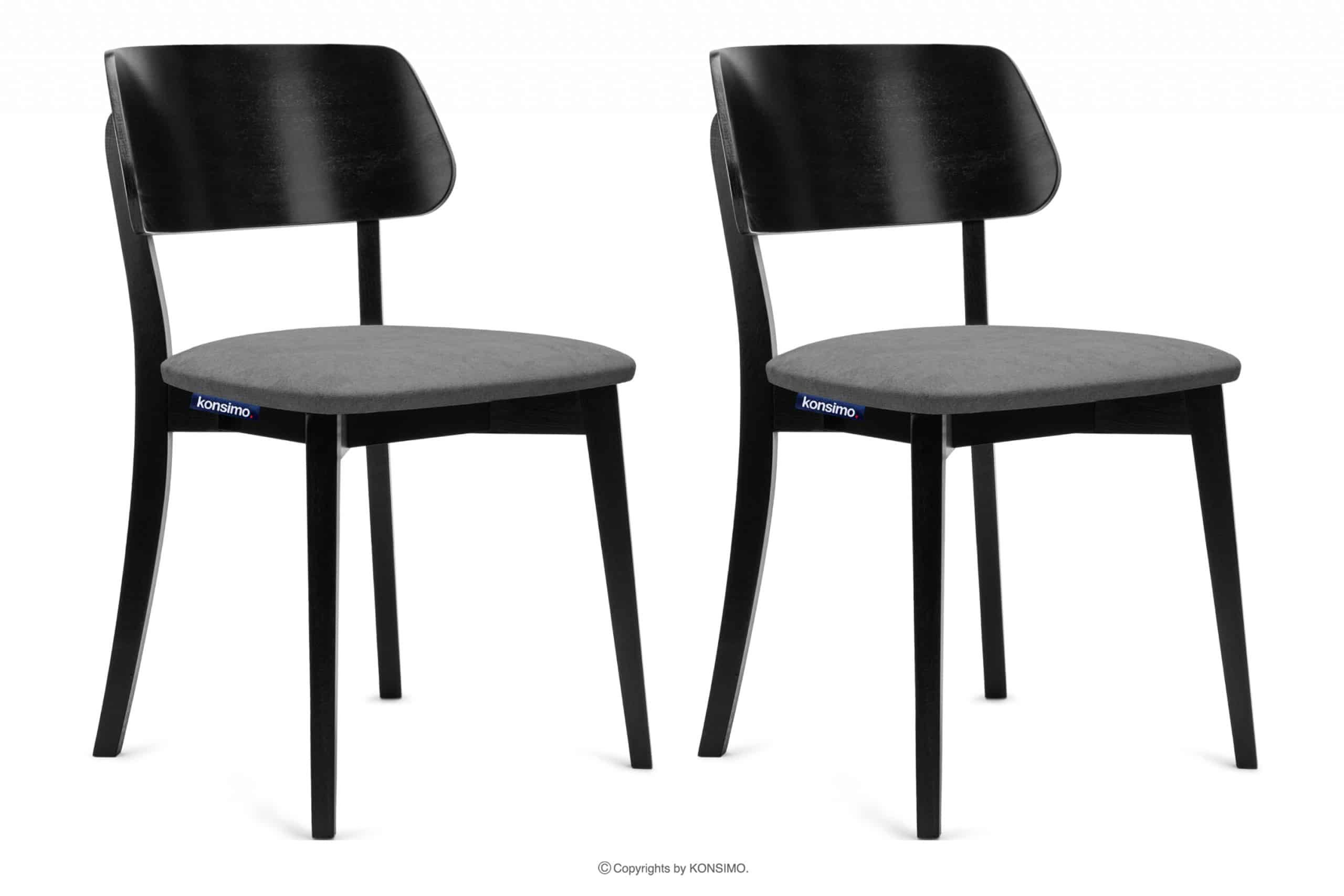 Krzesła nowoczesne czarne drewniane szare 2szt