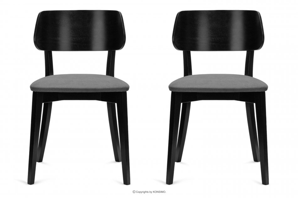 VINIS Krzesła nowoczesne czarne drewniane szare 2szt szary/czarny - zdjęcie 2