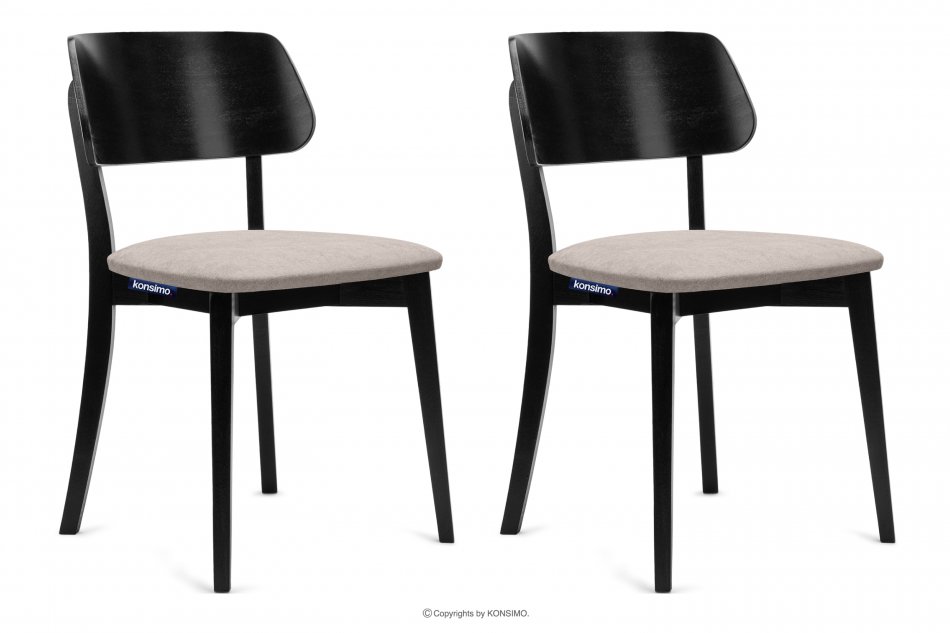 VINIS Krzesła nowoczesne czarne drewniane beż 2szt beżowy/czarny - zdjęcie 0