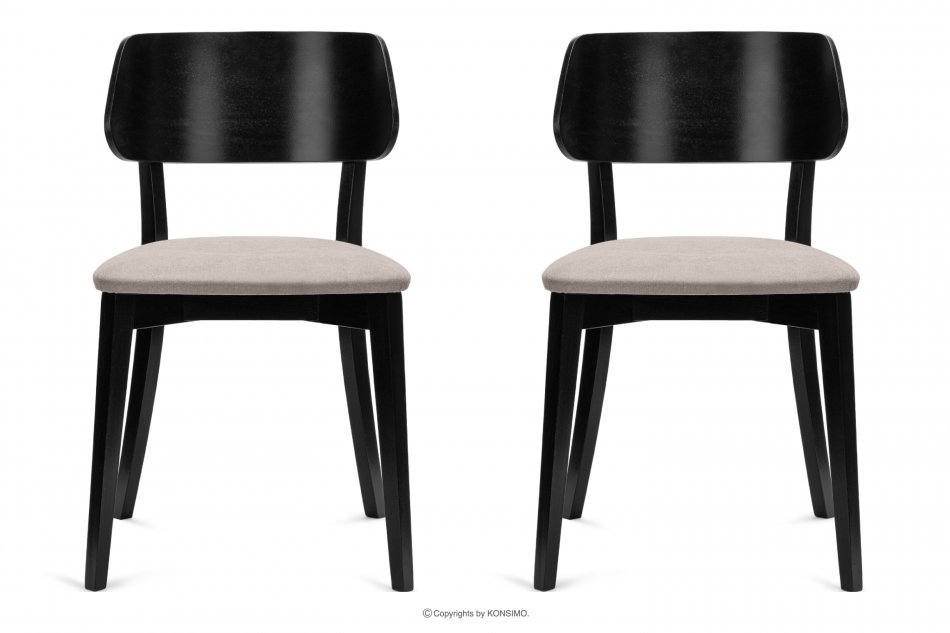 VINIS Krzesła nowoczesne czarne drewniane beż 2szt beżowy/czarny - zdjęcie 2