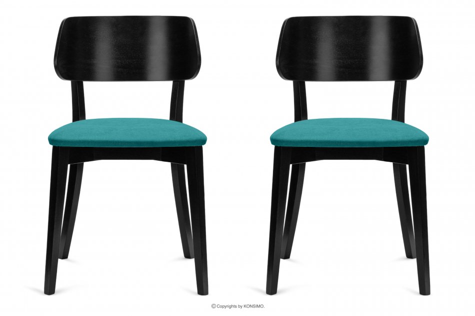 VINIS Krzesła nowoczesne czarne drewniane turkus 2szt turkusowy/czarny - zdjęcie 2
