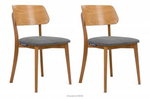 VINIS, https://konsimo.pl/kolekcja/vinis/ Krzesła nowoczesne drewniane dąb szare 2szt szary/dąb jasny - zdjęcie