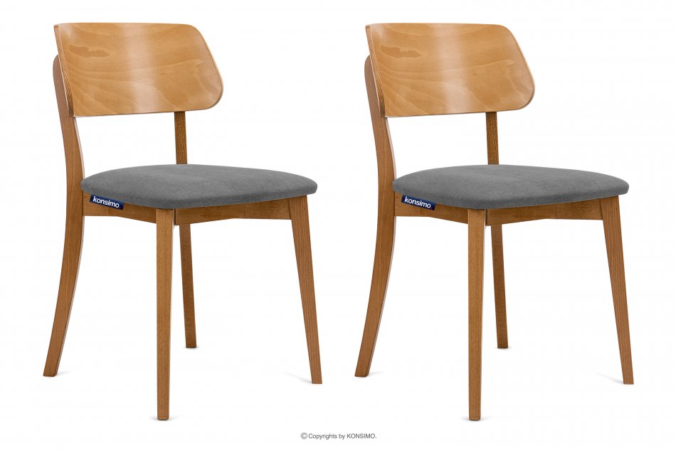 VINIS Krzesła nowoczesne drewniane dąb szare 2szt szary/dąb jasny - zdjęcie 0