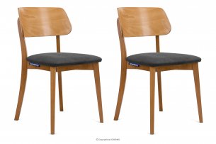 VINIS, https://konsimo.pl/kolekcja/vinis/ Krzesła nowoczesne drewniane dąb grafitowe 2szt grafitowy/dąb jasny - zdjęcie