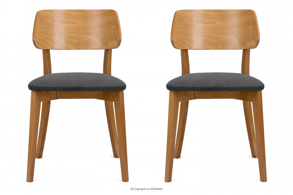 VINIS Krzesła nowoczesne drewniane dąb grafitowe 2szt grafitowy/dąb jasny - zdjęcie 2