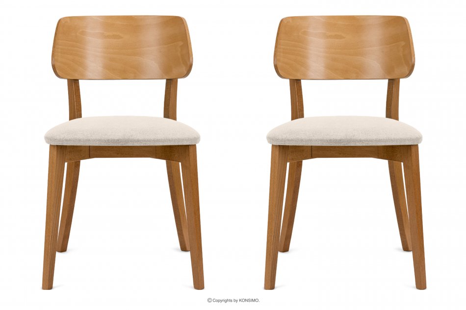 VINIS Krzesła nowoczesne drewniane dąb kremowe 2szt kremowy/dąb jasny - zdjęcie 2