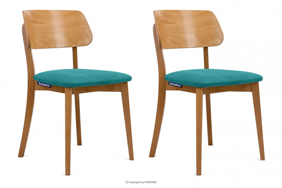 VINIS Krzesła nowoczesne drewniane dąb turkusowe 2szt turkusowy/dąb jasny - zdjęcie 0