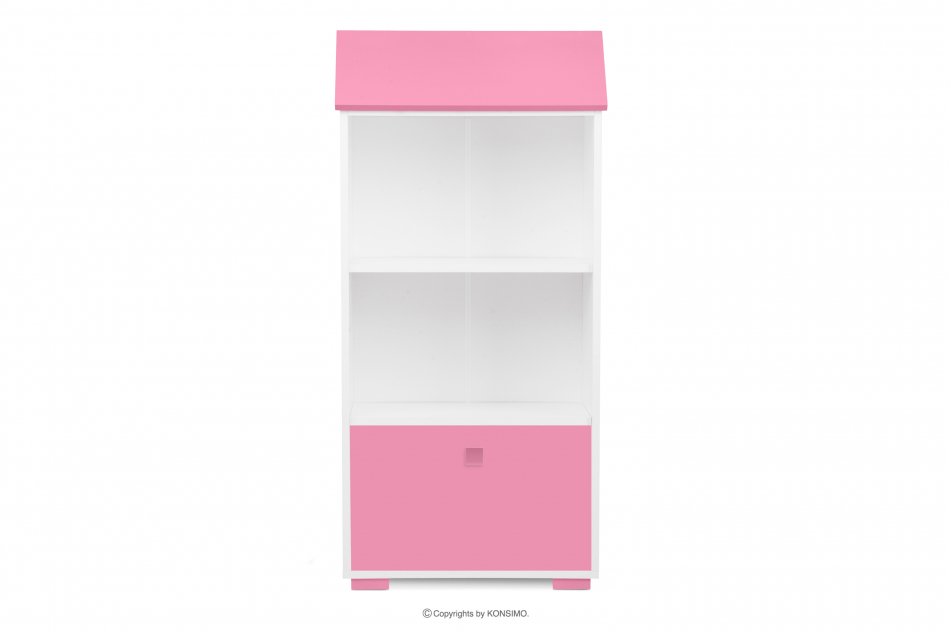 PABIS Regał dziecięcy domek z drzwiczkami różowy różowy/biały - zdjęcie 0