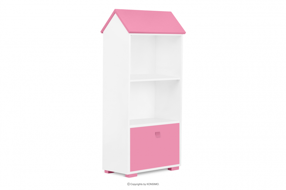 PABIS Regał dziecięcy domek z drzwiczkami różowy różowy/biały - zdjęcie 2
