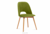 TINO Krzesło do jadalni welur zielone oliwkowy/jasny dąb - zdjęcie 1