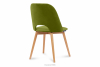 TINO Krzesło do jadalni welur zielone oliwkowy/jasny dąb - zdjęcie 5