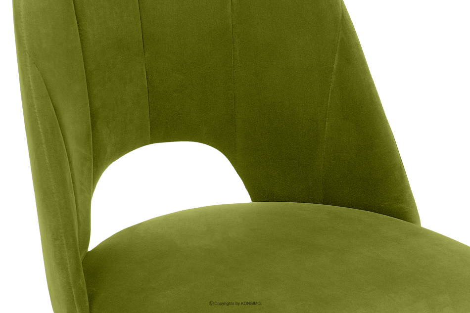 TINO Krzesło do jadalni welur zielone oliwkowy/jasny dąb - zdjęcie 5