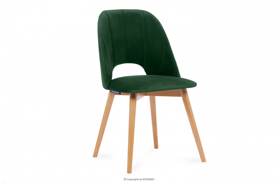 TINO Krzesło do jadalni welur butelkowa zieleń ciemny zielony/jasny dąb - zdjęcie 0