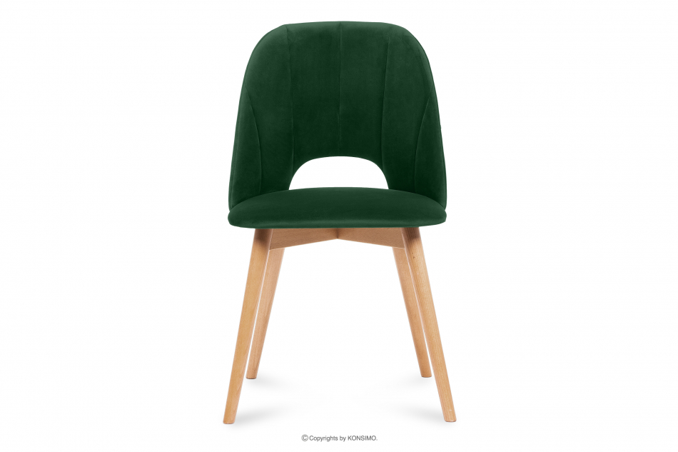 TINO Krzesło do jadalni welur butelkowa zieleń ciemny zielony/jasny dąb - zdjęcie 2