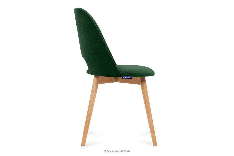 TINO Krzesło do jadalni welur butelkowa zieleń ciemny zielony/jasny dąb - zdjęcie 3