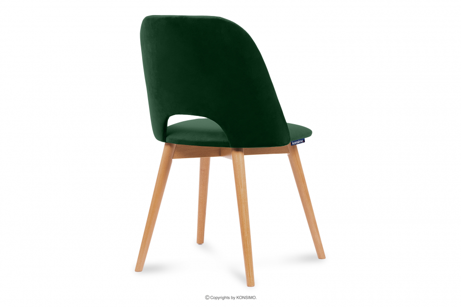 TINO Krzesło do jadalni welur butelkowa zieleń ciemny zielony/jasny dąb - zdjęcie 4