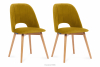 TINO Krzesła do jadalni welur żółte 2szt miodowy/jasny dąb - zdjęcie 1