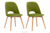 TINO Krzesła do jadalni welur zielone 2szt oliwkowy/jasny dąb - zdjęcie 1