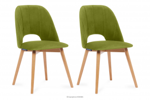 TINO, https://konsimo.pl/kolekcja/tino/ Krzesła do jadalni welur zielone 2szt oliwkowy/jasny dąb - zdjęcie