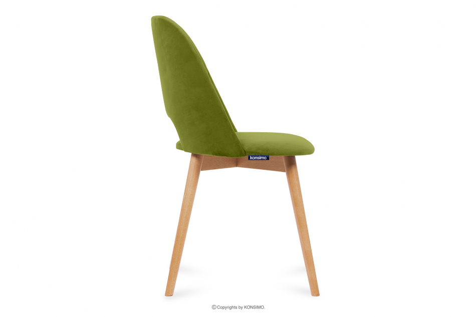 TINO Krzesła do jadalni welur zielone 2szt oliwkowy/jasny dąb - zdjęcie 4