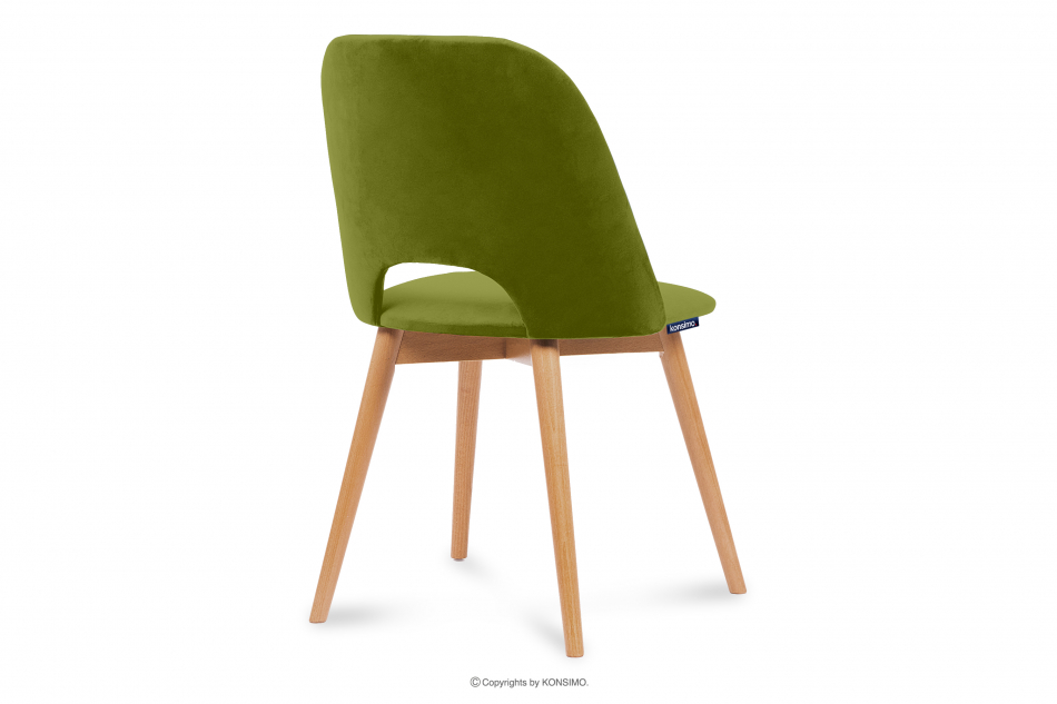 TINO Krzesła do jadalni welur zielone 2szt oliwkowy/jasny dąb - zdjęcie 5