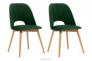 TINO, https://konsimo.pl/kolekcja/tino/ Krzesła do jadalni welur butelkowa zieleń 2szt ciemny zielony/jasny dąb - zdjęcie