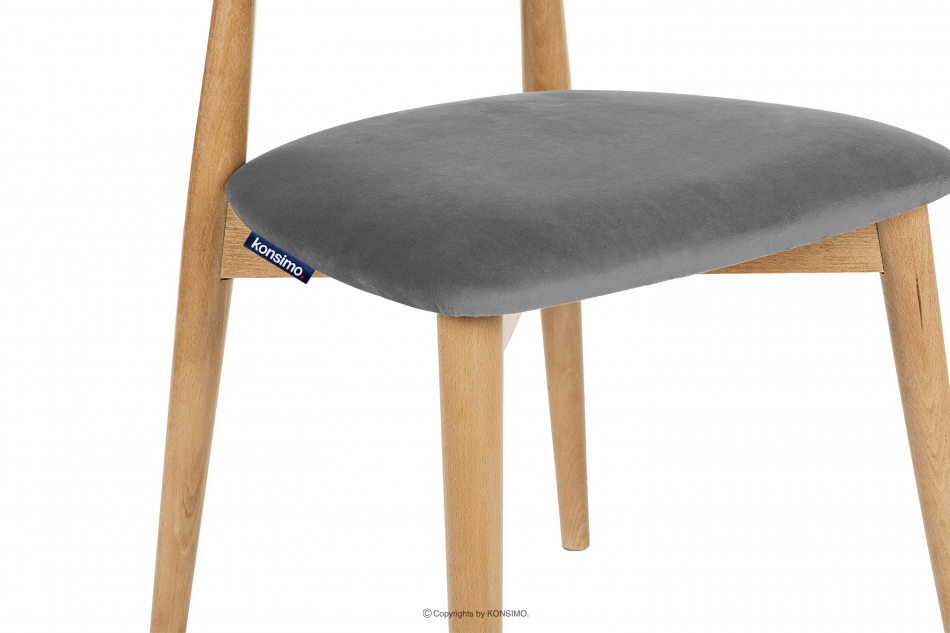RABI Krzesło drewniane dąb szary welur szary/dąb jasny - zdjęcie 6